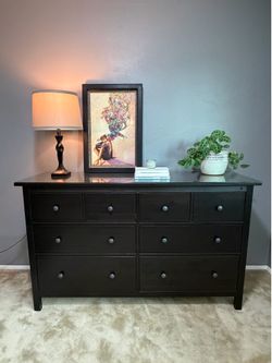 IKEA Hemnes 8-Drawer Dresser with Glass Top - Espresso color