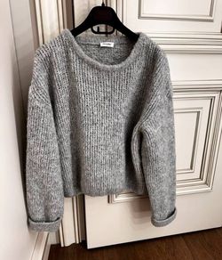 Gray Chunky Knit Crewneck Sweater