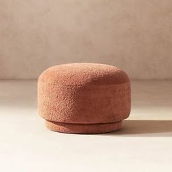 New faux Sherpa texture boucle round foot ottoman stool