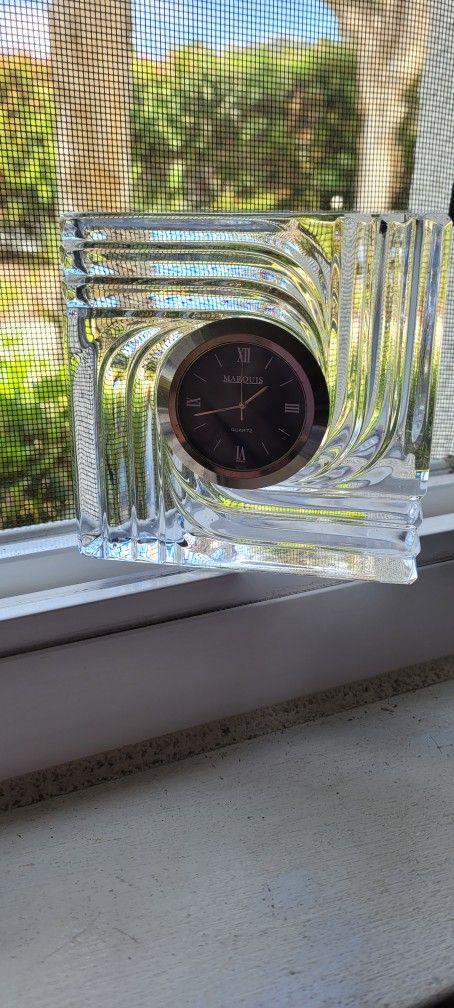 Crystal Table Mantel Square Clock Waterford Marquise