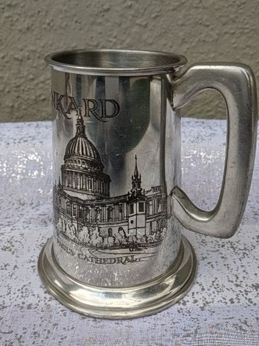 6" Vintage London Bridge Tankard Pewter