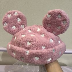 Tokyo Disneyland - Pink Sherpa Ears With Hearts