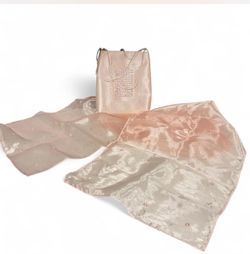 Blush, pink Victoria’s Secret, scarf, and matching evening bag