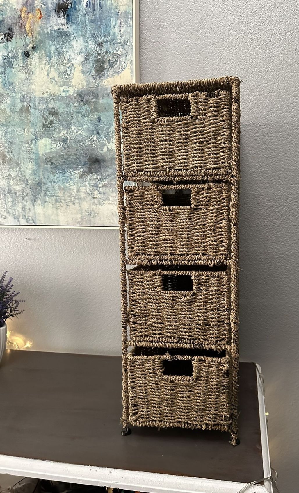 🪻🪻 Wicker Woven 4 Drawers Basket Storage //COOL