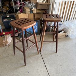 Two Stools Wooden Nice 29”
