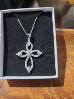 Silver cross and chain