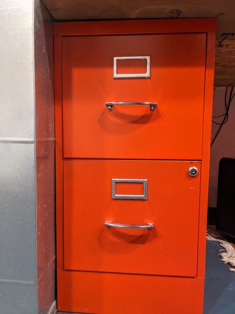 Dope Orange Two-Drawer Filing Cabinet
