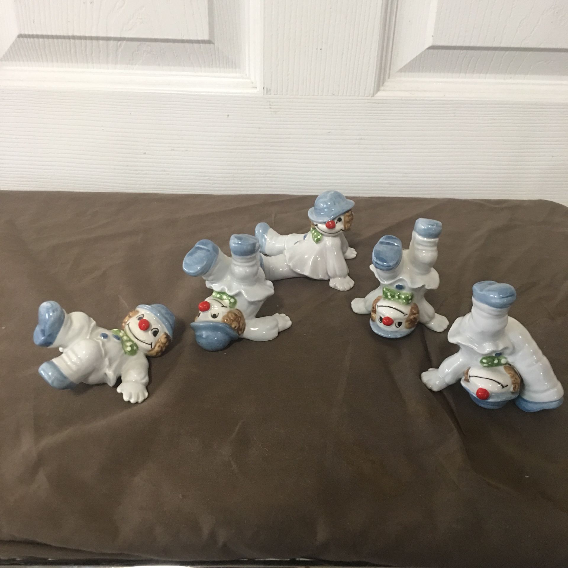 Vintage Fitz & Floyd 1978 tumbling set 5 clowns. Like New