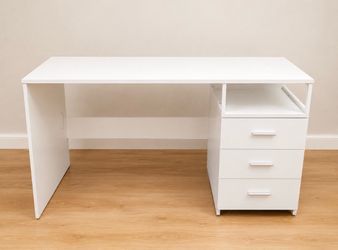 White Office Desk with 3 Drawers