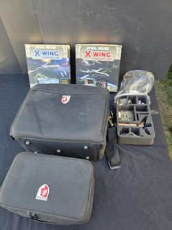 Star Wars X-Wing Miniatures Lot - Huge Collection CR90 Raider Slave I Falcon TIE X-Wing + Foam Cases Cards