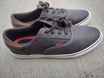 Levi's Men's Brown/White Comfort Low-Top Lace-Up Sneakers Round Toe Logo