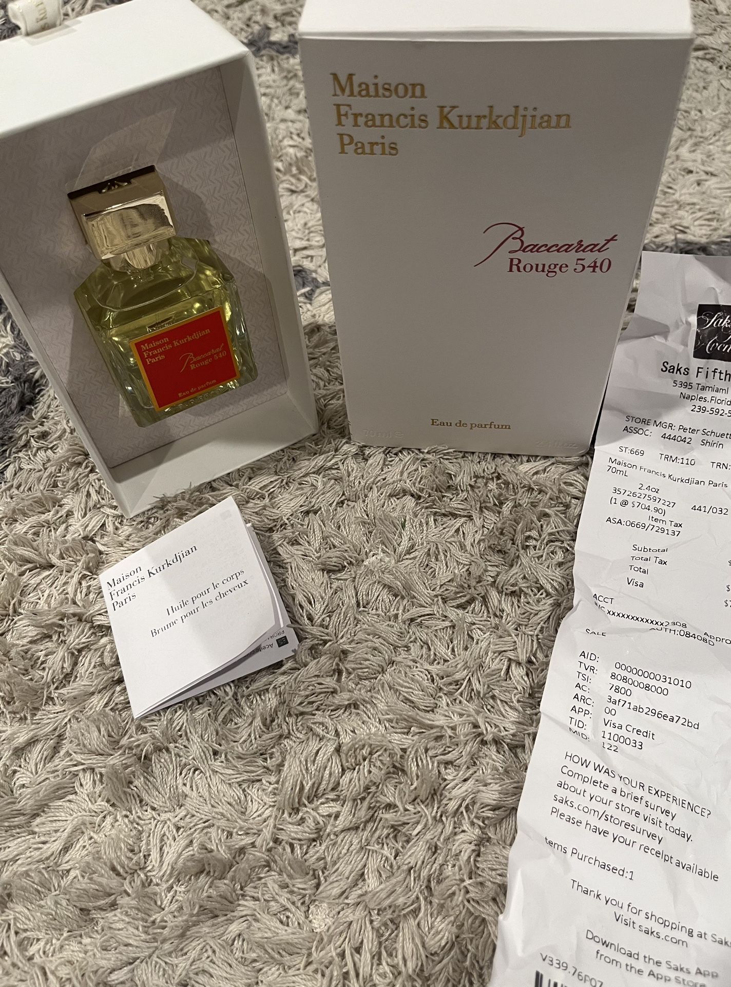 Maison Francis Kurkdjian Paris Baccarat Rouge 540 Eau De Parfum 2.4 oz