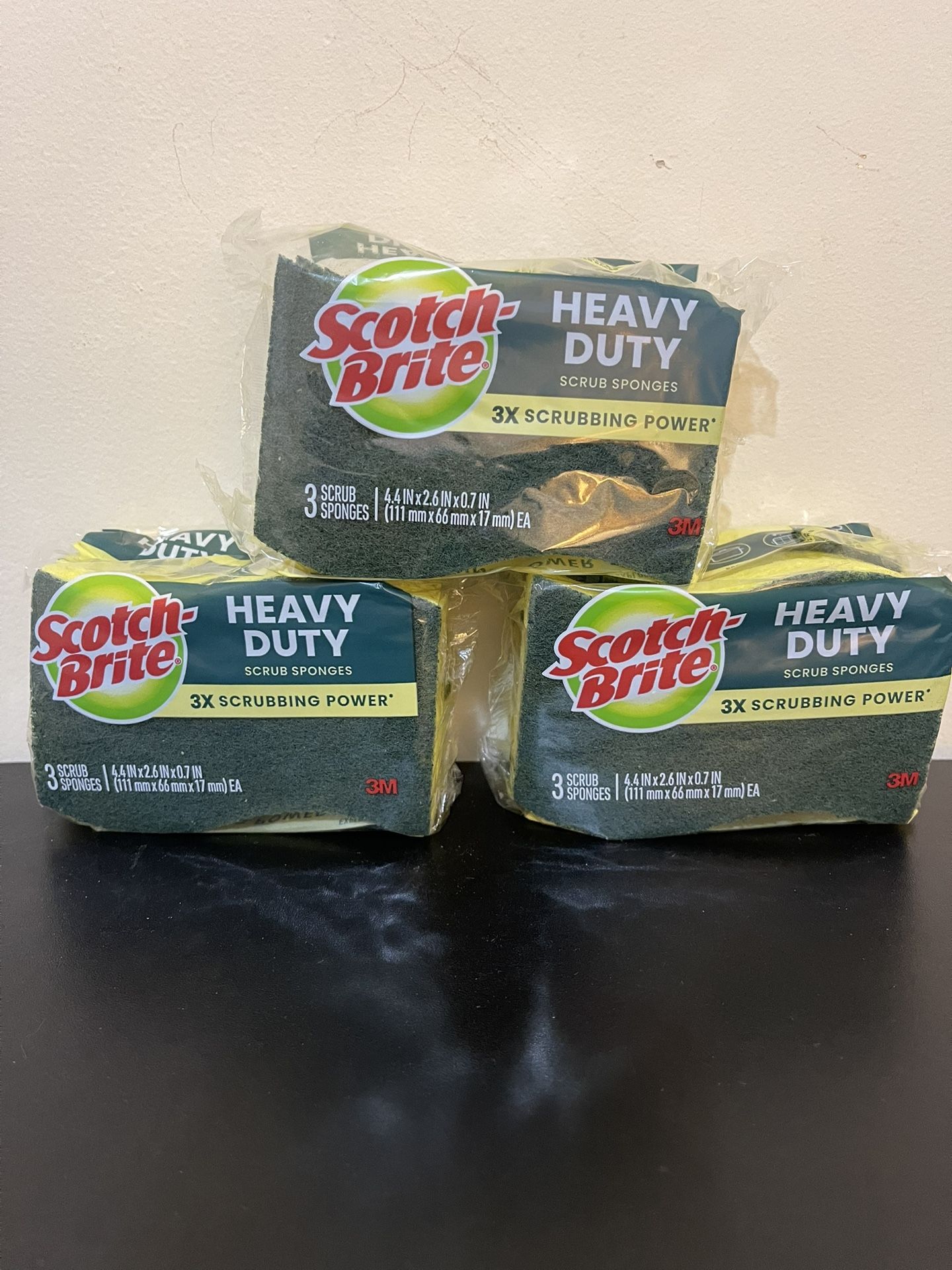 3pack Scotch-Brite Heavy Duty Scrub Sponge, 3 Scrubbing Sponges