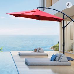 10 ft offset umbrella perfect for/pool/garden/patio/deck/balcony