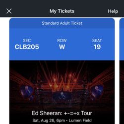 Ed Sheeran Concert Tickets (Seattle)