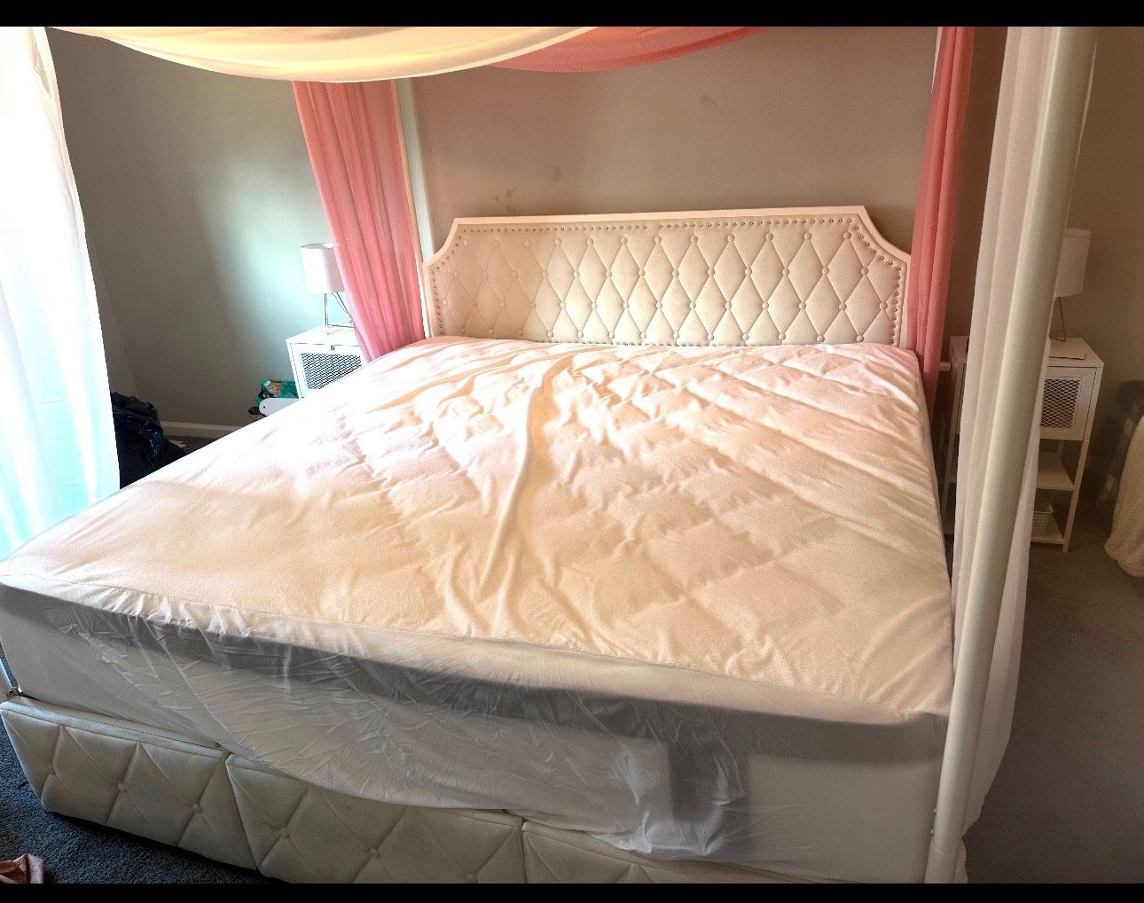 Like New Mattress With Bed frame And Night Stands
