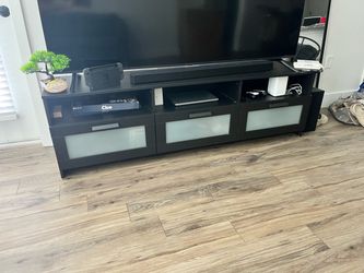 Black TV Stand with Frosted Glass Doors