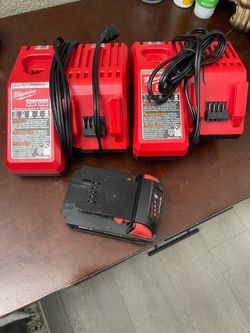 2 chargers and 2.0 Milwaukee battery