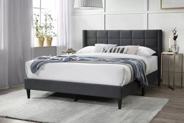 Queen Grey Euro platform bed with Orthopedic Mattress Included