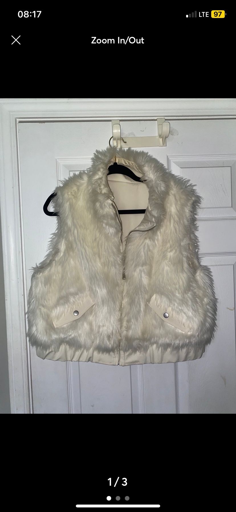 White faux fur vest