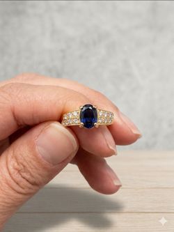 Gold plated natural sapphire Stone ring size 7
