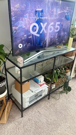 Glass tiered console table or TV console / entryway table