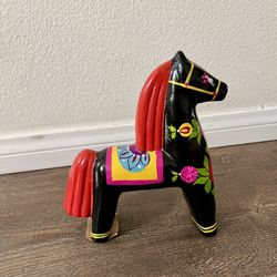 1980 Russian Khokhloma Wooden Folk Art Horse Toy Hand Painted Folk Art