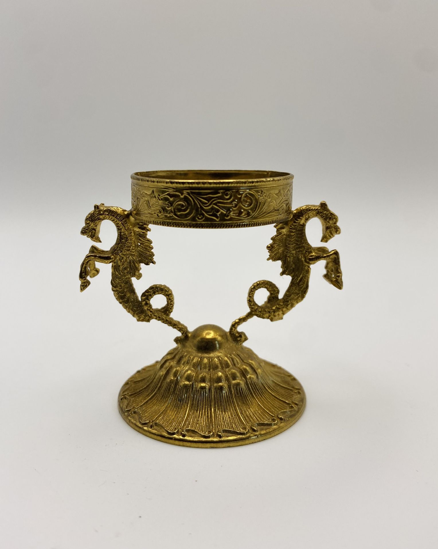Vintage Brass Dragon Egg Stand