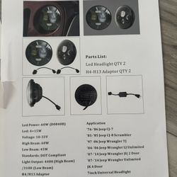 7” Round  LED Headlights For Jeep Wrangler JK 