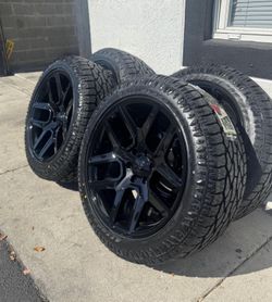 22” Gloss Black Dodge Ram 1500 Wheels Rims Tires Set of 4 (5) lugs