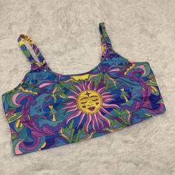 New 1x purple sun moon crop tank top festival rave raver boho outfit