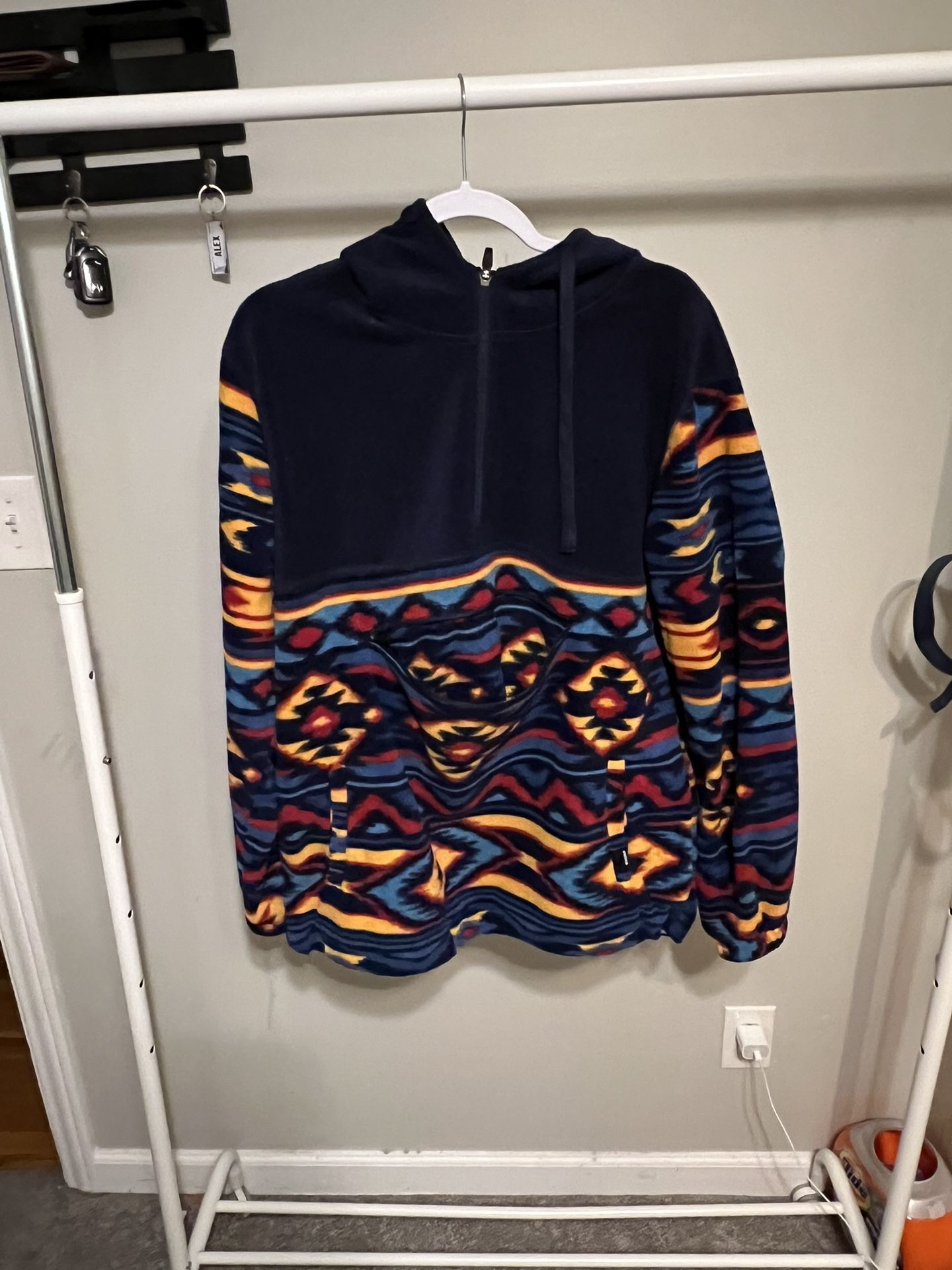 RSQ Mens Printed Fleece Pullover Jacket Size: Large
