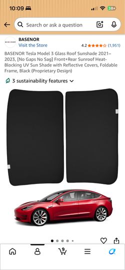 Tesla glass roof sunshade