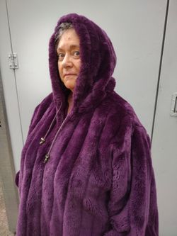 Purple Faux Fur Hooded Oversized Coat