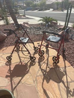 Rollator Walker with Seat, Steel Rolling Walker with 6-inch Wheels Supports up to 350 lbs, Medical Walker, Burgundy and red $25 each