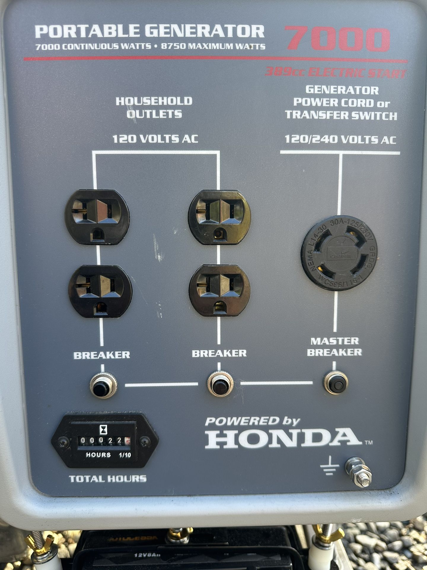 HONEYWELL , PORTABLE GENERATOR 7000 COVTINUOUS WATTS • 8750 MAXIMUM WATTS