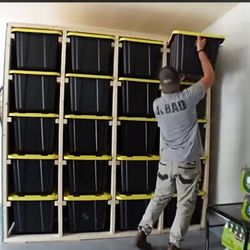 Garage Storage Rack, And Bins