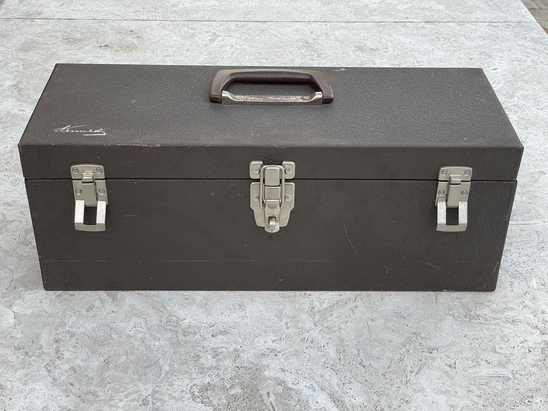 Kennedy Kits Vintage S-19 Metal Tool Box with Tray Brown USA Made Van Wert Ohio