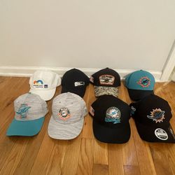 Miami Dolphins Hats + F1 Miami Grand Prix Hat + Miami Open Hat – Never Worn