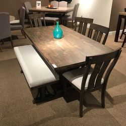 Dining table and four fabric chairs