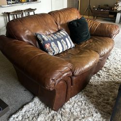 Brown Leather Loveseat