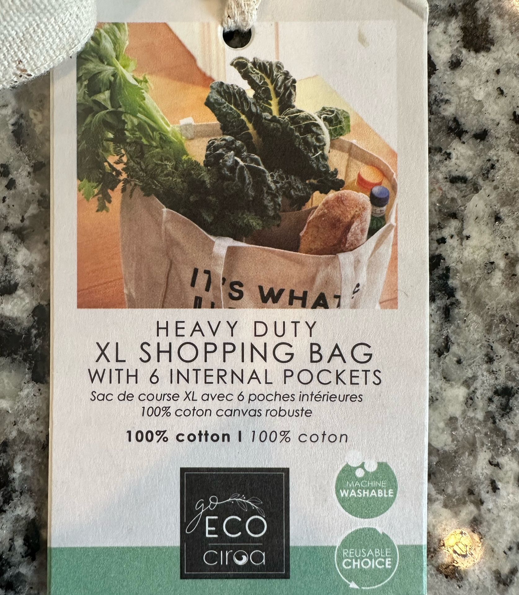 Eco Ciroa Heavy Duty XL Shopping Bag With 6 Inside Pockets, New