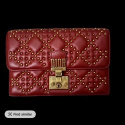 Pre-owned CHRISTIAN DIOR leather Crossbody Bags Lambskin Cannage Studded Large Dioraddict Flap Bag
