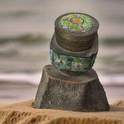 Antique Chinese Brass and Enamel Tea Box