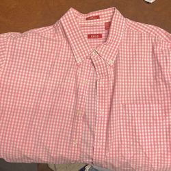 XL Pink And White Plaid Button Down Shirt