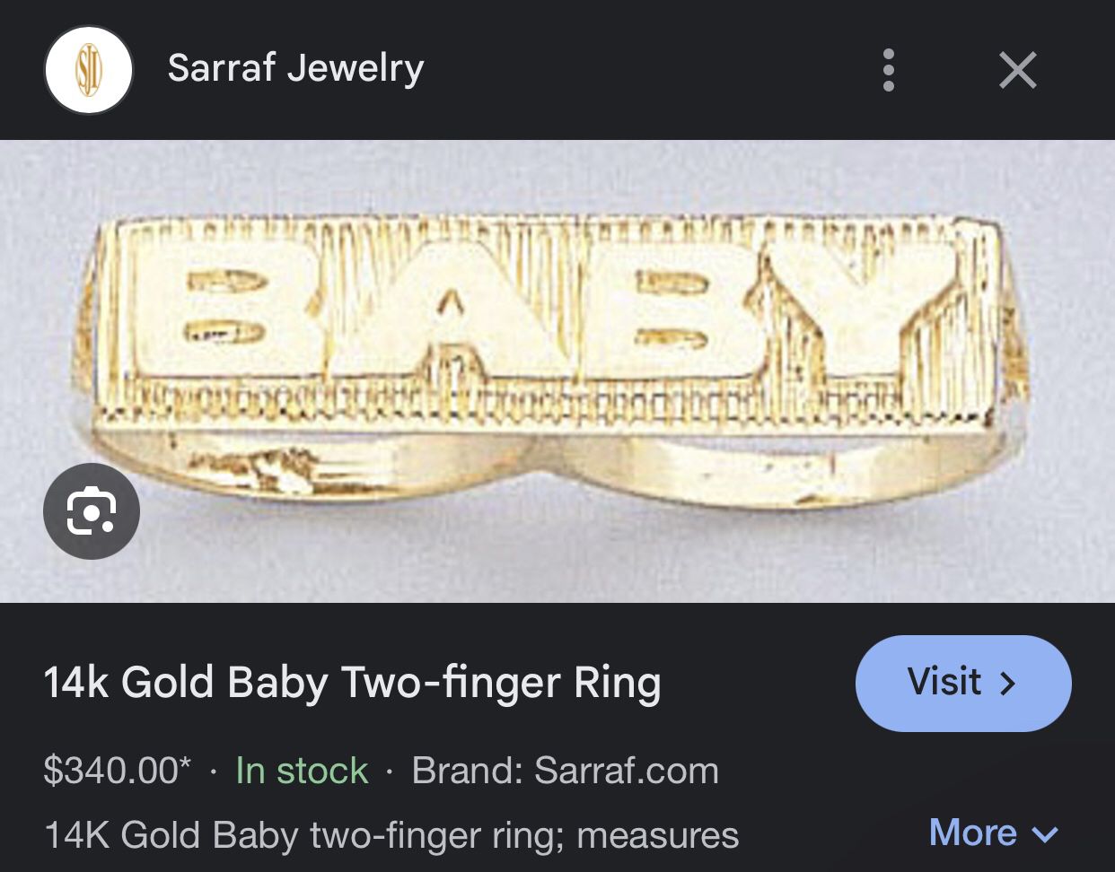 14k Gold 2 Finger Ring