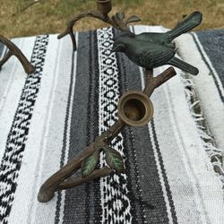 Two Brass Bird Candle Holders