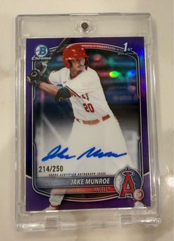 Jake Munroe Auto /(contact info removed) Bowman Chrome Draft Purple Refractor Anaheim Angels