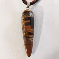 Stunning Tigereye Gemstone Pendant On Leather Cords