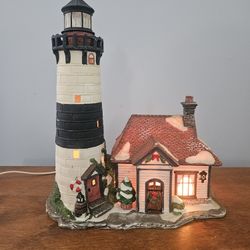 Ceramic Christmas Themed Lighted Lighthouse